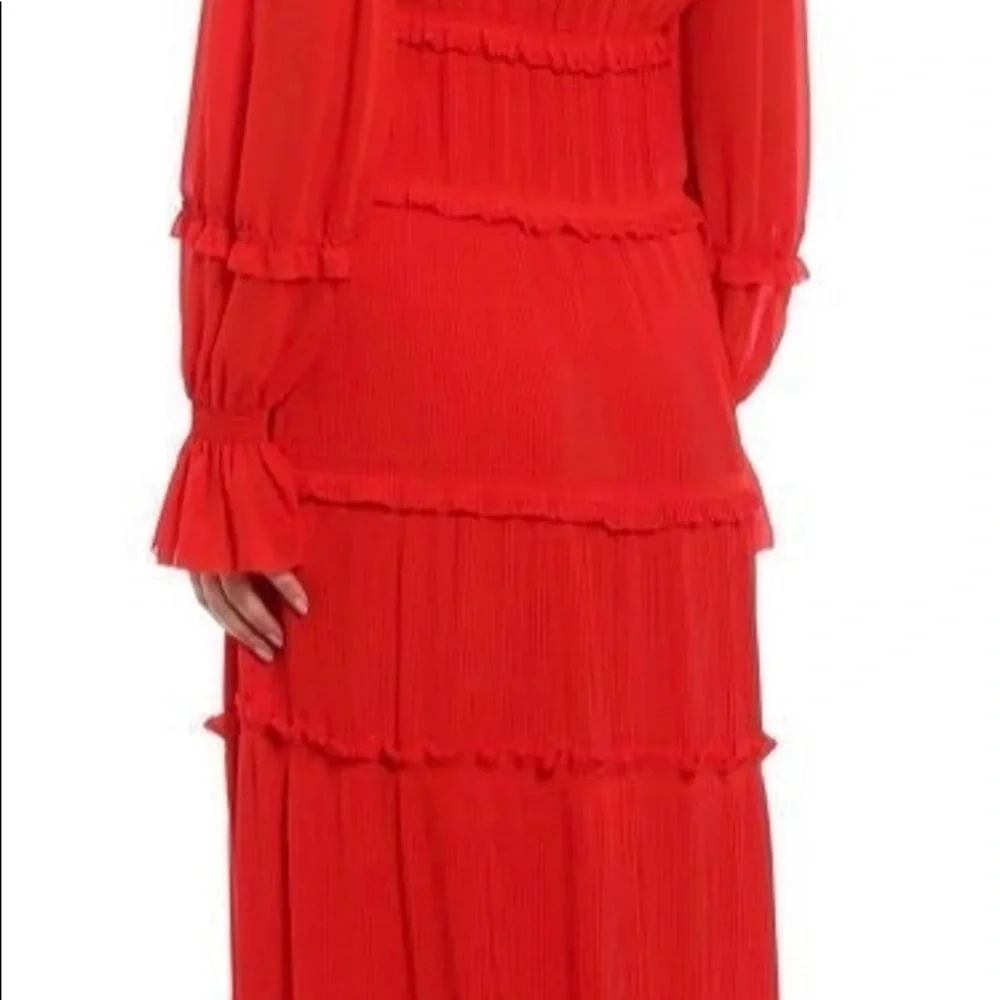 Tory Burch Red Pleated Midi Dress